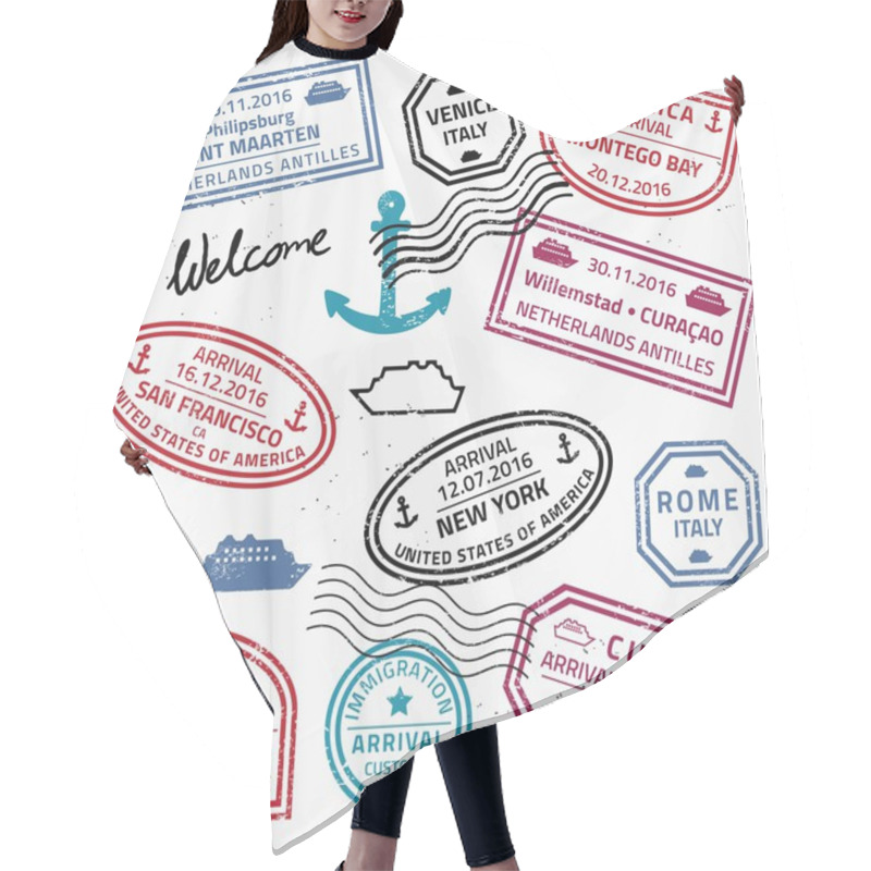 Personality  Travel Stamp Collection Hair Cutting Cape