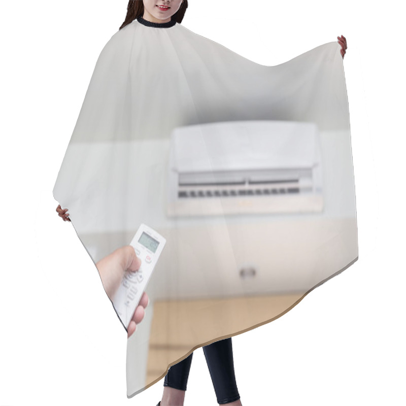 Personality  Hand Holding Remote Control Directed On The Conditioner Hair Cutting Cape