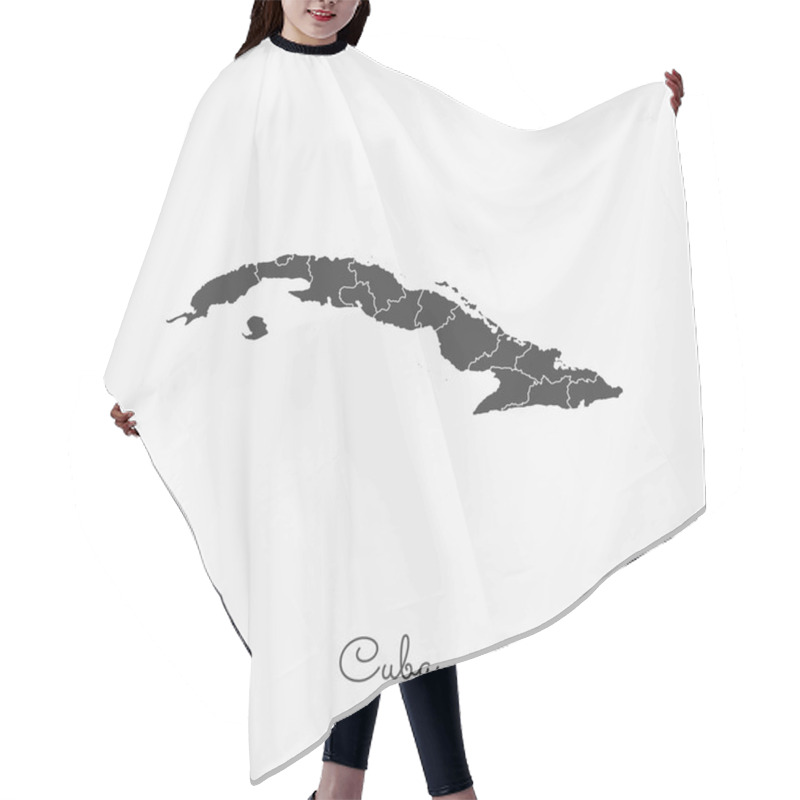 Personality  Cuba Region Map Grey Outline On White Background Detailed Map Of Cuba Regions Vector Hair Cutting Cape