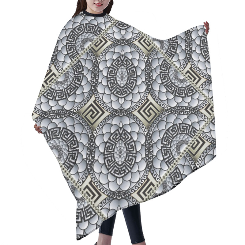 Personality  Meander Greek Key Seamless Pattern Hair Cutting Cape