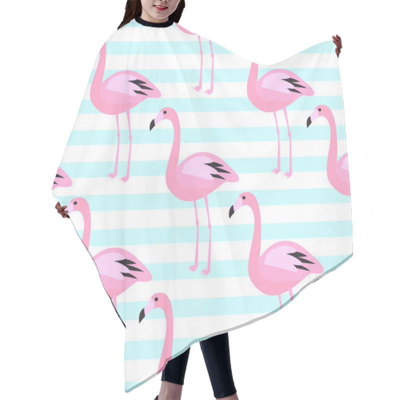 Personality  Flamingo Seamless Pattern. Pink Exotic Bird Background. Hair Cutting Cape