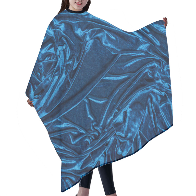 Personality  Top View Of Background Of Blue Velour Fabric  Hair Cutting Cape