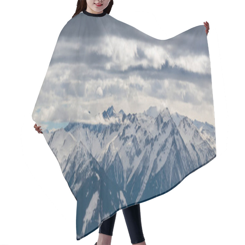 Personality  Snowy Mountain Peaks In The Zell Am See Area Of Austria. In The Background Is A Blue Sky With Dramatic Clouds. Hair Cutting Cape