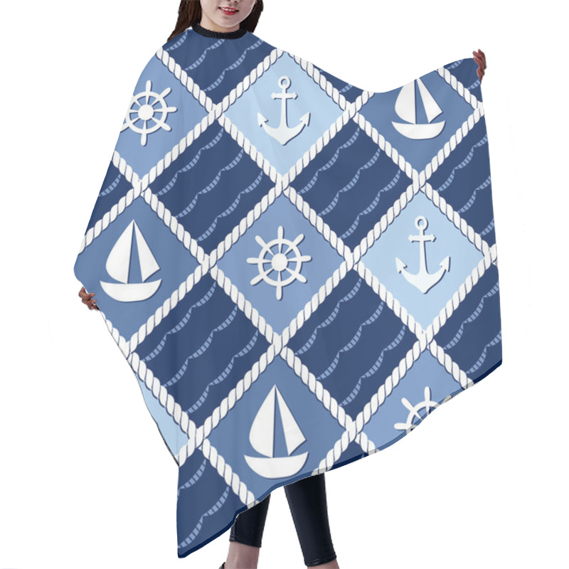 Personality  Marine Themed Seamless Pattern With Anchors Hair Cutting Cape