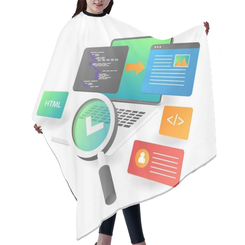 Personality  Web Design Layout With Programming Language Hair Cutting Cape