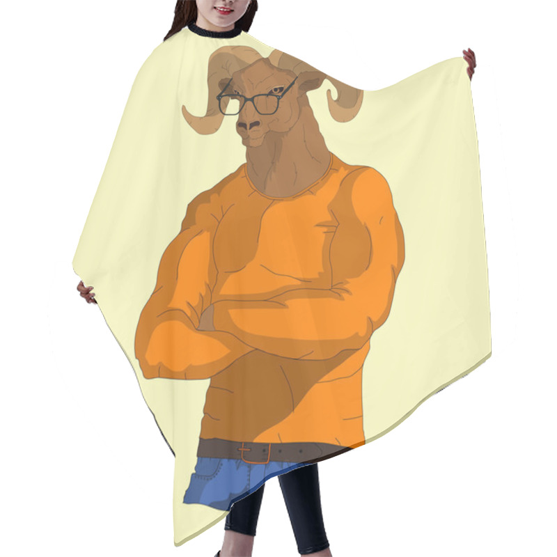 Personality  Hipster Deer In T Shirt And Glasses Hair Cutting Cape