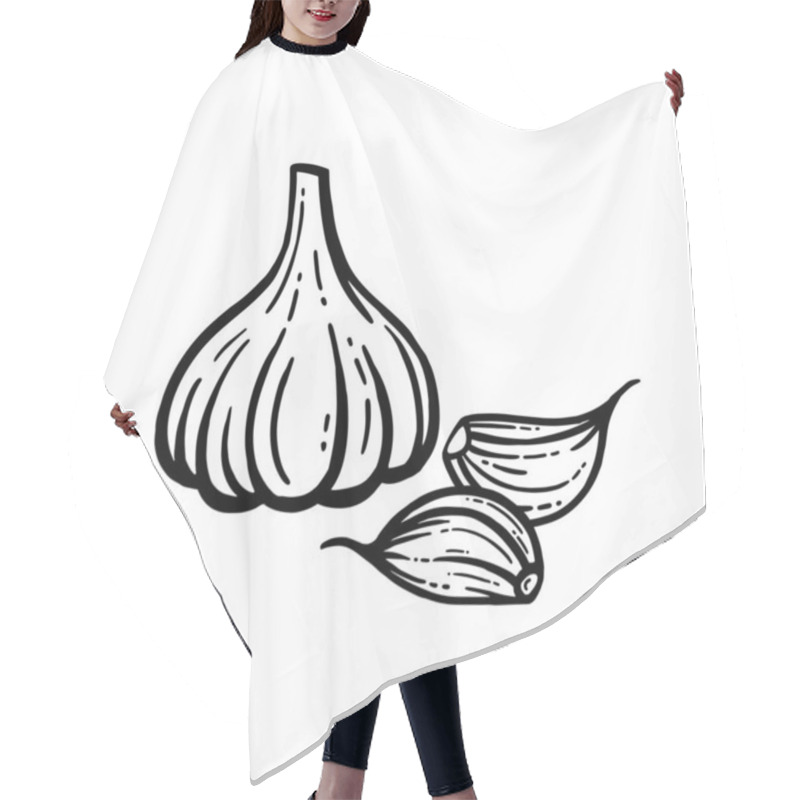 Personality  Vector Illustration Of Garlic On White Background Hair Cutting Cape