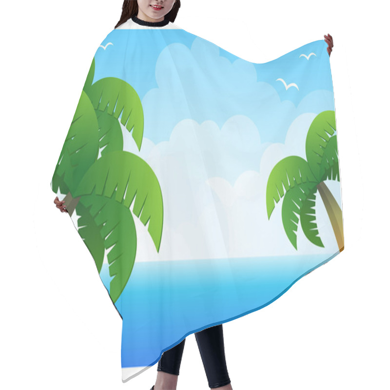 Personality  Palm Tree And Sea Hair Cutting Cape