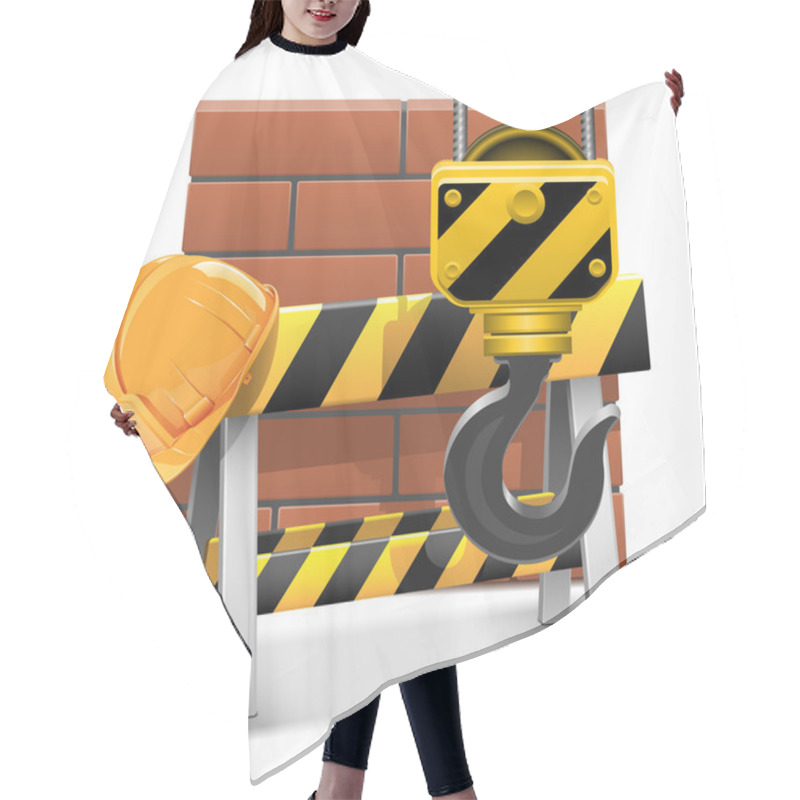 Personality  Vector Under Construction Concept With Bricks Hair Cutting Cape