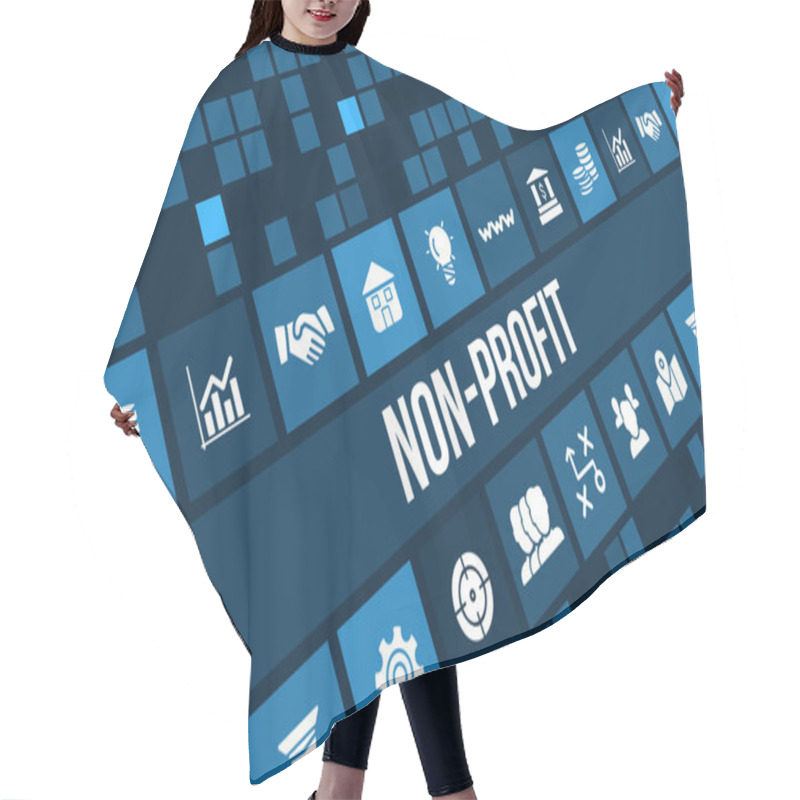 Personality  Nonprofit Concept Image With Business Icons And Copyspace. Hair Cutting Cape