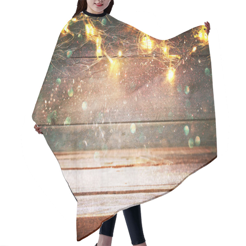 Personality  Christmas Warm Gold Garland Lights Hair Cutting Cape