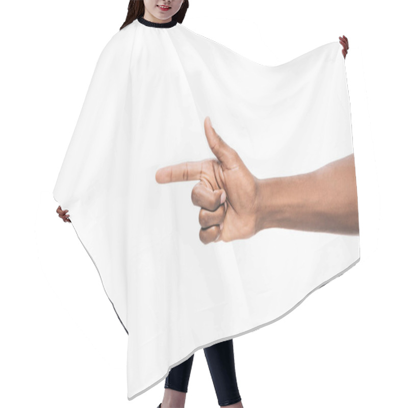 Personality  Person Pointing Away With Finger Hair Cutting Cape