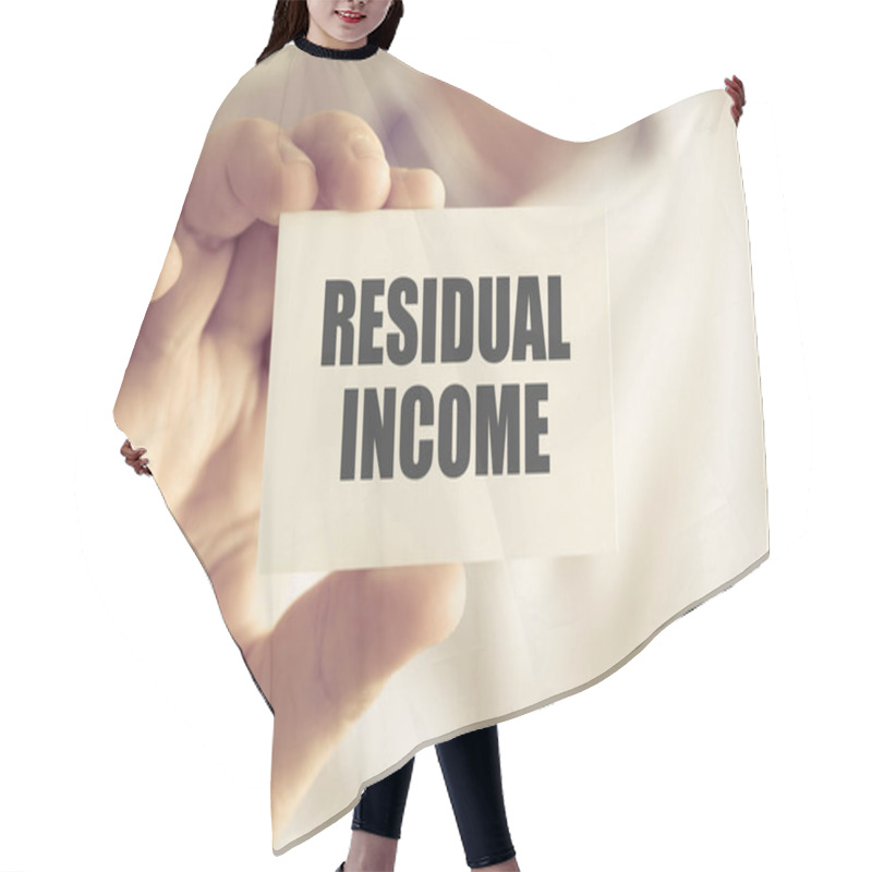 Personality  Businessman Holding RESIDUAL INCOME Message Card Hair Cutting Cape