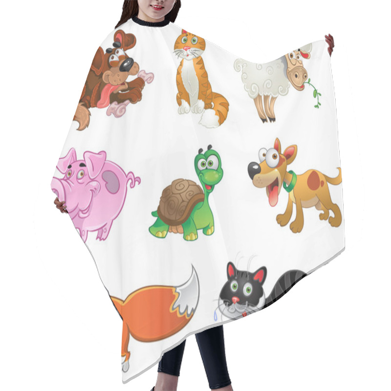 Personality  Bis Set Of Funny Pig, Dogs, Cats, Sheep, Tortoise And Fox Hair Cutting Cape