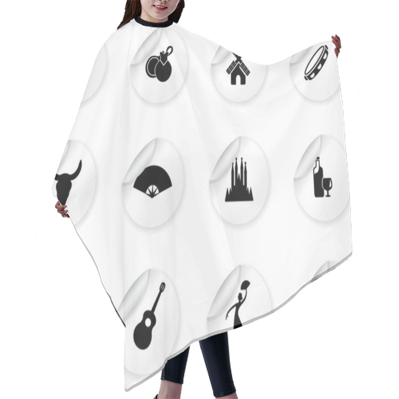 Personality  Stickers With Spain Culture Icons Hair Cutting Cape