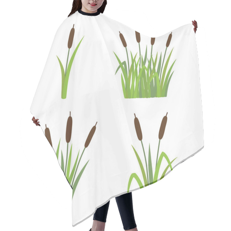 Personality  A Set Of Reeds In Grass Isolated On White Background Hair Cutting Cape