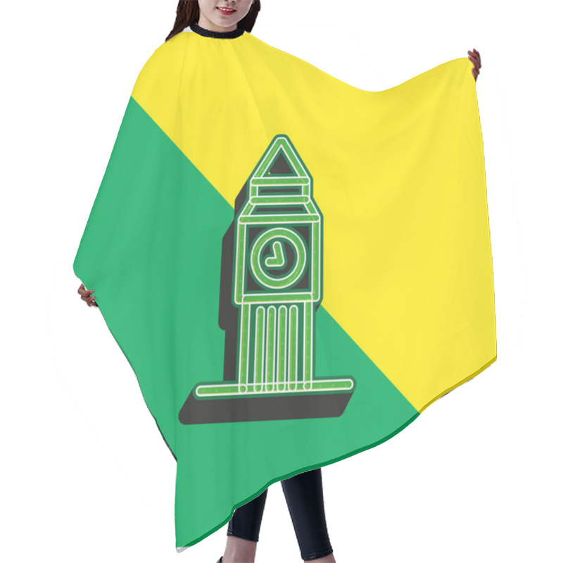 Personality  Big Ben Green And Yellow Modern 3d Vector Icon Logo Hair Cutting Cape