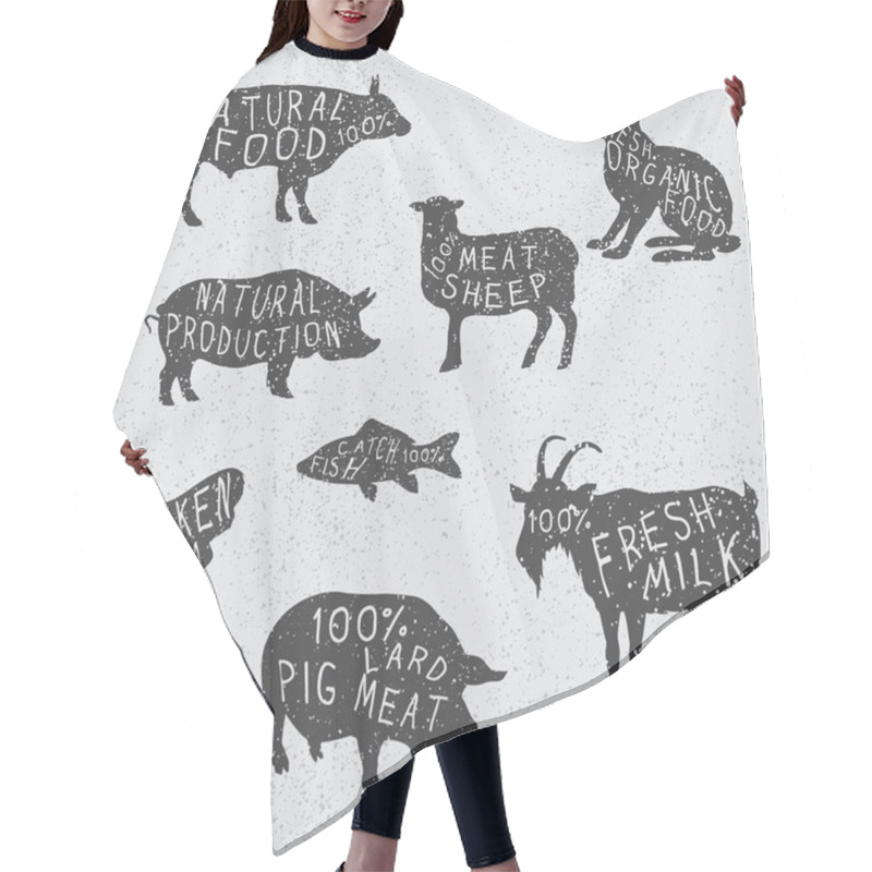 Personality  Silhouettes Collection Of The Farm Animals Hair Cutting Cape