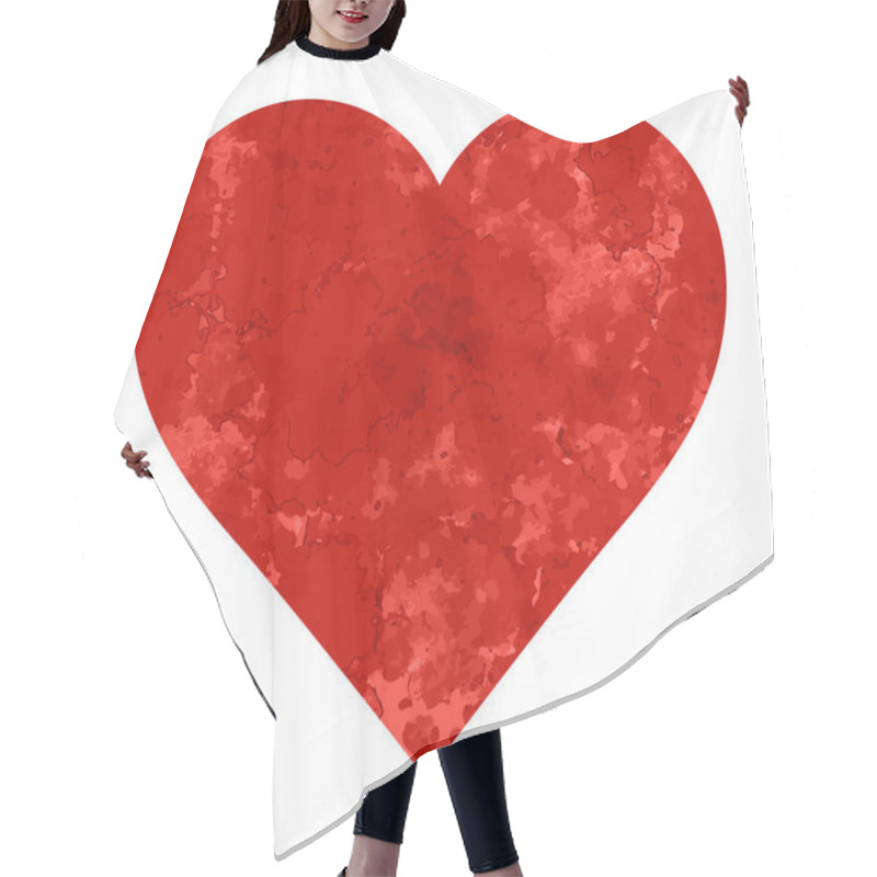 Personality  Red Monochrome Heart Isolated On White Background Hair Cutting Cape