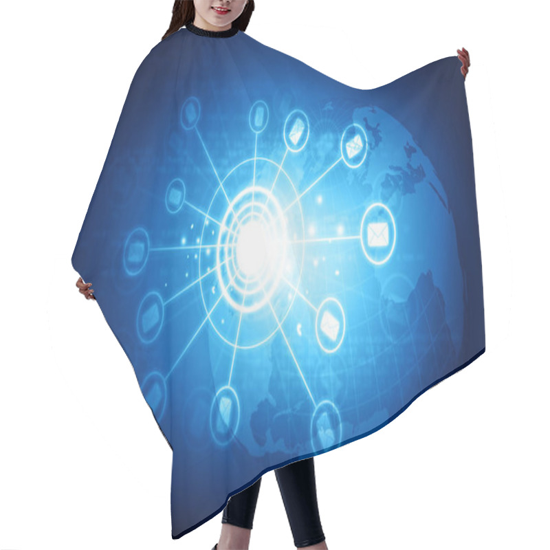 Personality  Global Communication Network. 3d Illustration 	 Hair Cutting Cape