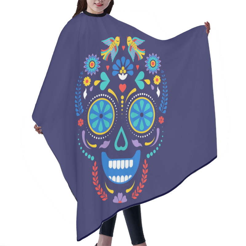 Personality  Day Of The Dead, Dia De Los Muertos Background, Banner And Greeting Card Concept With Sugar Skull. Colorful Vector Illustration Hair Cutting Cape