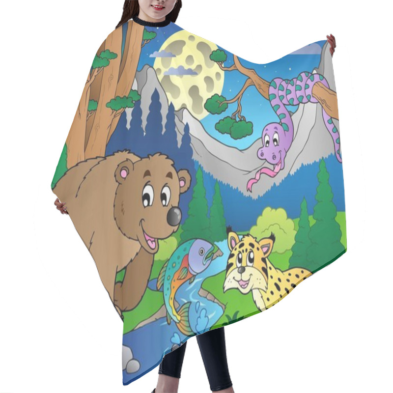 Personality  Forest Scene With Happy Animals 1 Hair Cutting Cape