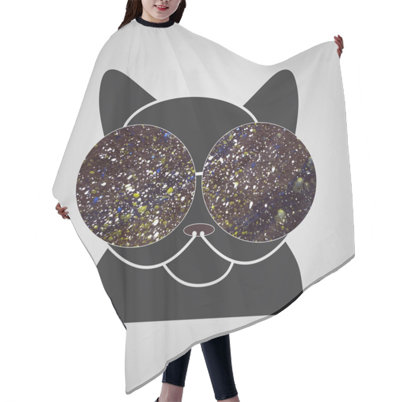 Personality  Cat In Glasses Sees A Space Hair Cutting Cape