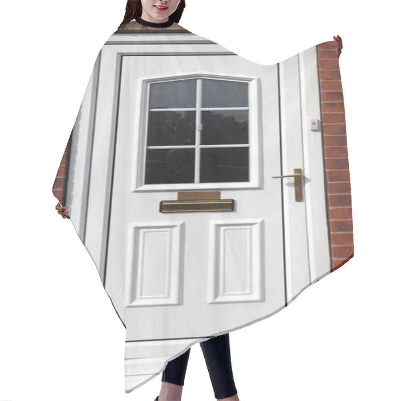 Personality  White Front Door In A Red Brick Building Hair Cutting Cape