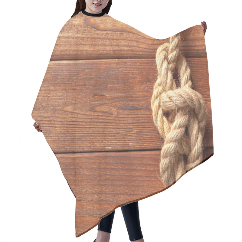 Personality  Ship Rope At Wooden Background Hair Cutting Cape