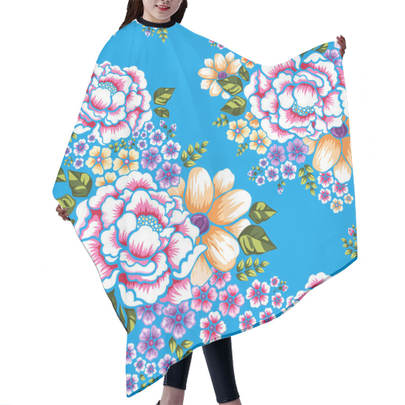 Personality  Taiwan Hakka Culture Floral Seamless Pattern Hair Cutting Cape