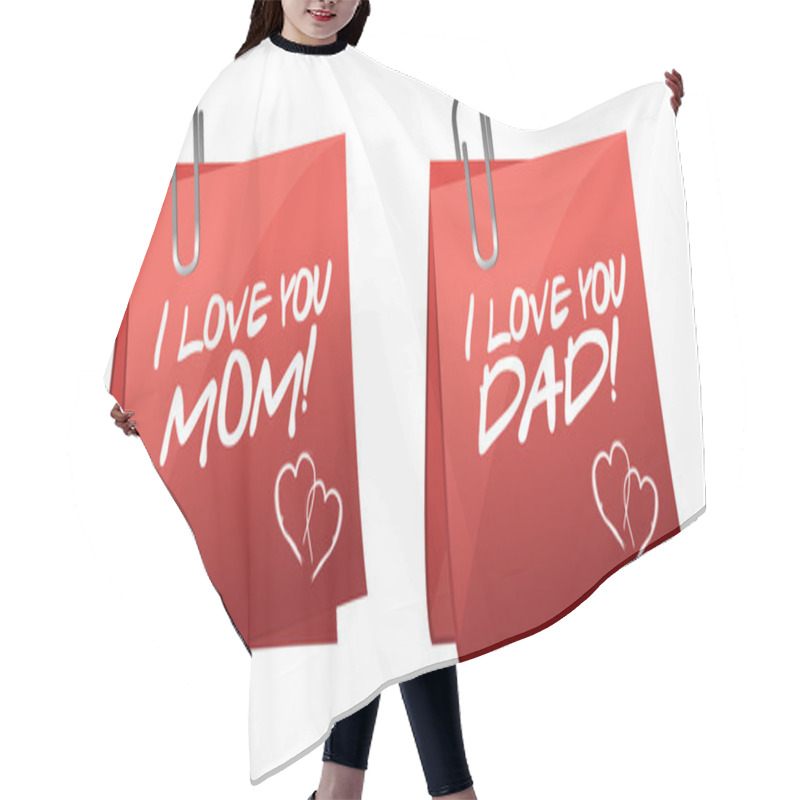 Personality  Father And Mother Day Greetings On A Paper Notes Hair Cutting Cape