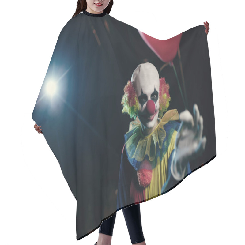 Personality  Image Of Clown With Red Balloon On Background Of Burning Lantern Hair Cutting Cape