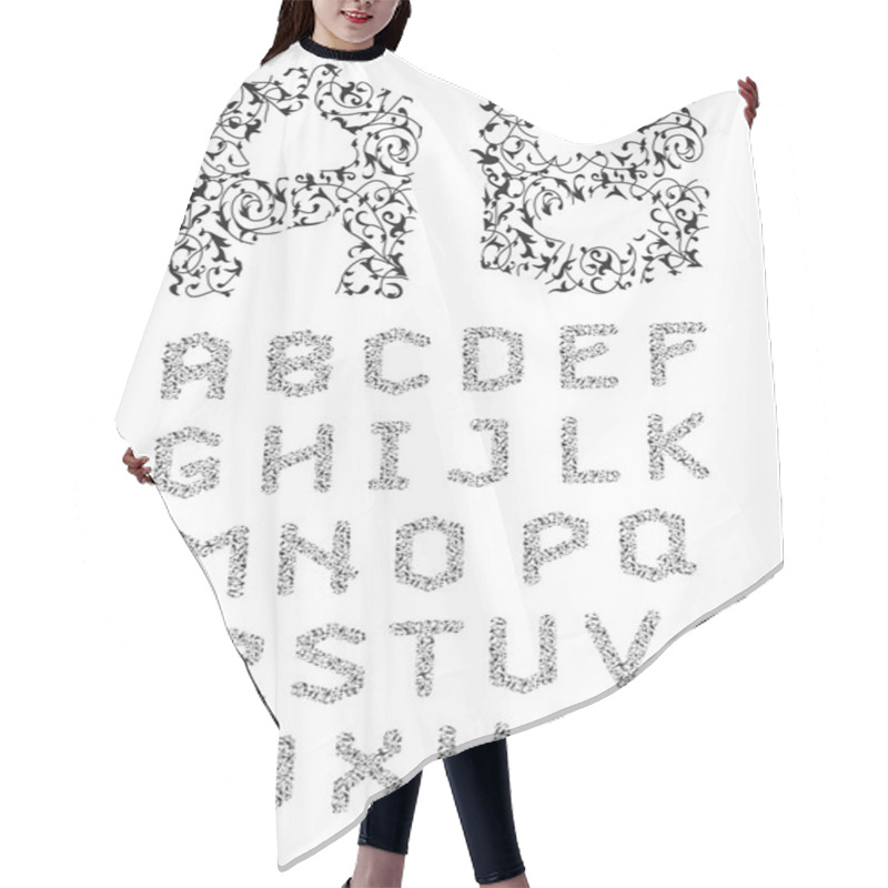 Personality   Calligraphic Alphabet. Design Elements  Hair Cutting Cape