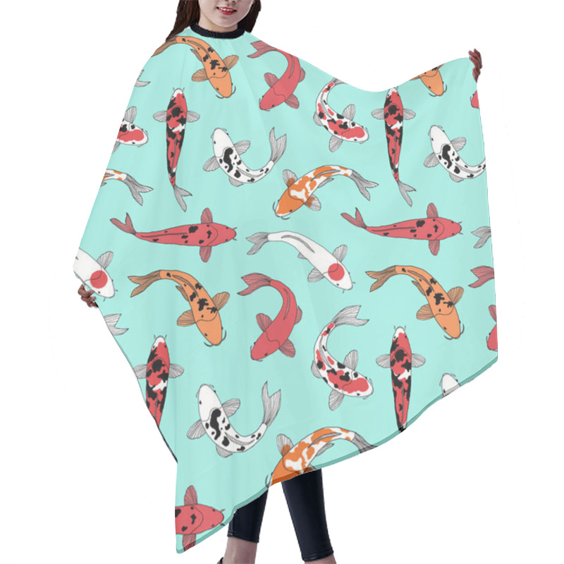 Personality  Pattern With Koi Fishes Hair Cutting Cape