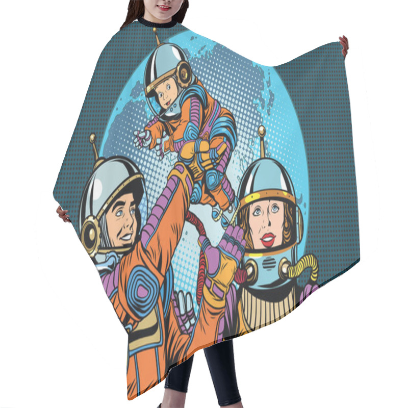 Personality  Retro Astronauts Family Dad Mom And Child Hair Cutting Cape