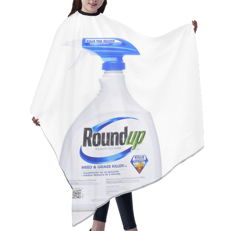 Personality  IRVINE, CALIFORNIA - SEPT 6, 2018: Bottle Of Roundup Weed And Grass Killer. The Controversial Product From Monsanto Contains The Cancer Causing Chemical Glyphosate. Hair Cutting Cape