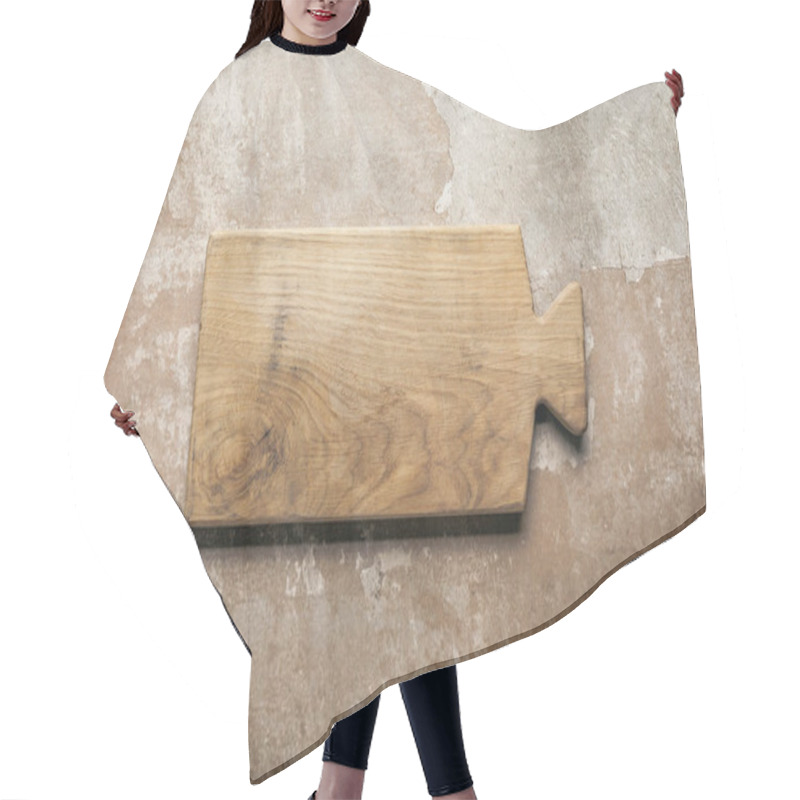 Personality  Wooden Board On Rustic Background With Copy Space Hair Cutting Cape