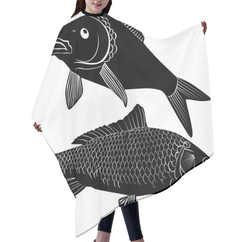 Personality  Carp Fish Isolated On A White Background Hair Cutting Cape