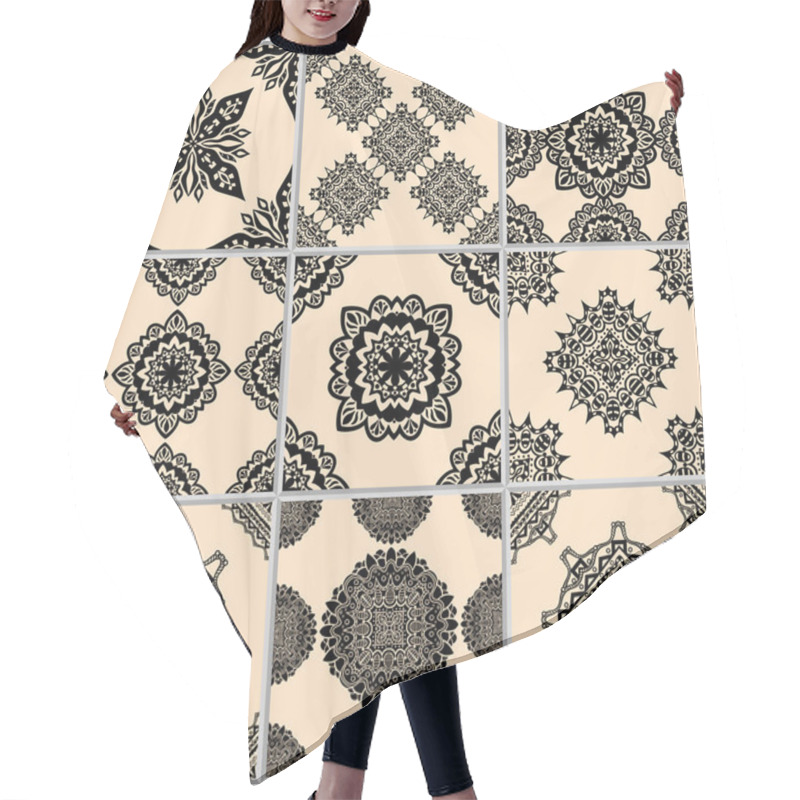 Personality  Black And Beige Geometric Tiles Hair Cutting Cape