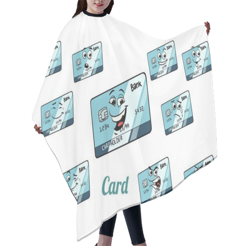 Personality  Bank Card Emotions Emoticons Set Isolated On White Background Hair Cutting Cape