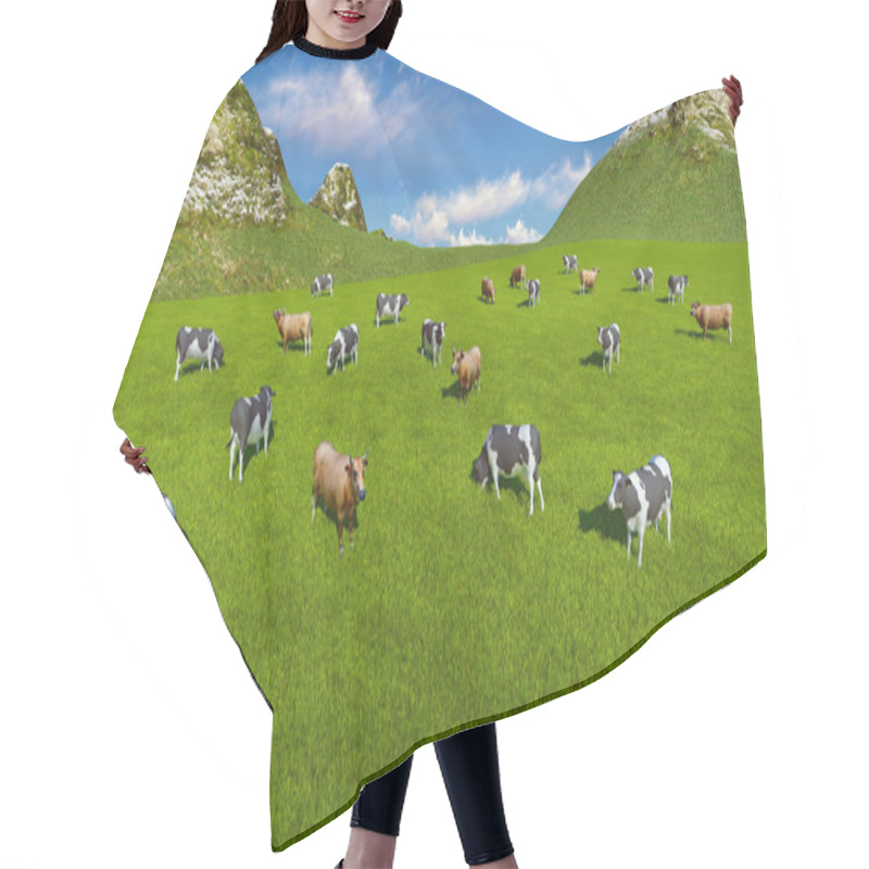 Personality  Herd Of Cows On Alpine Pasture Aerial View Hair Cutting Cape