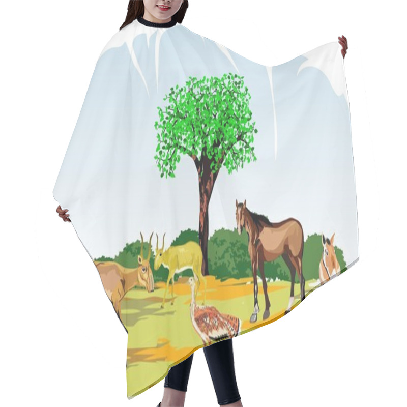 Personality  Asian Animals On Natural Wildlife Condition Vector Set Hair Cutting Cape