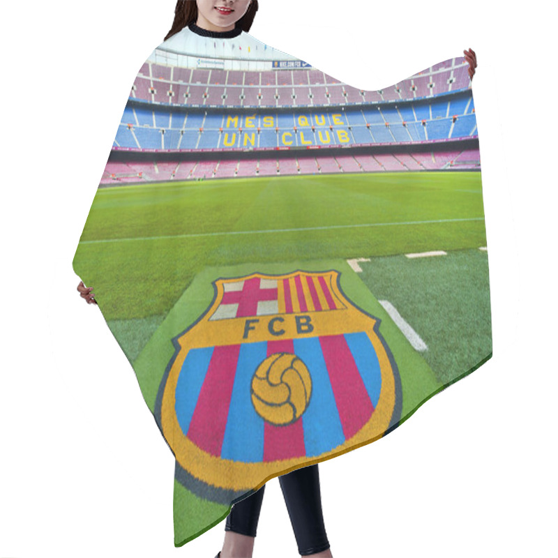 Personality  FC Barcelona Emblem On The Grass At Camp Nou Stadium Hair Cutting Cape