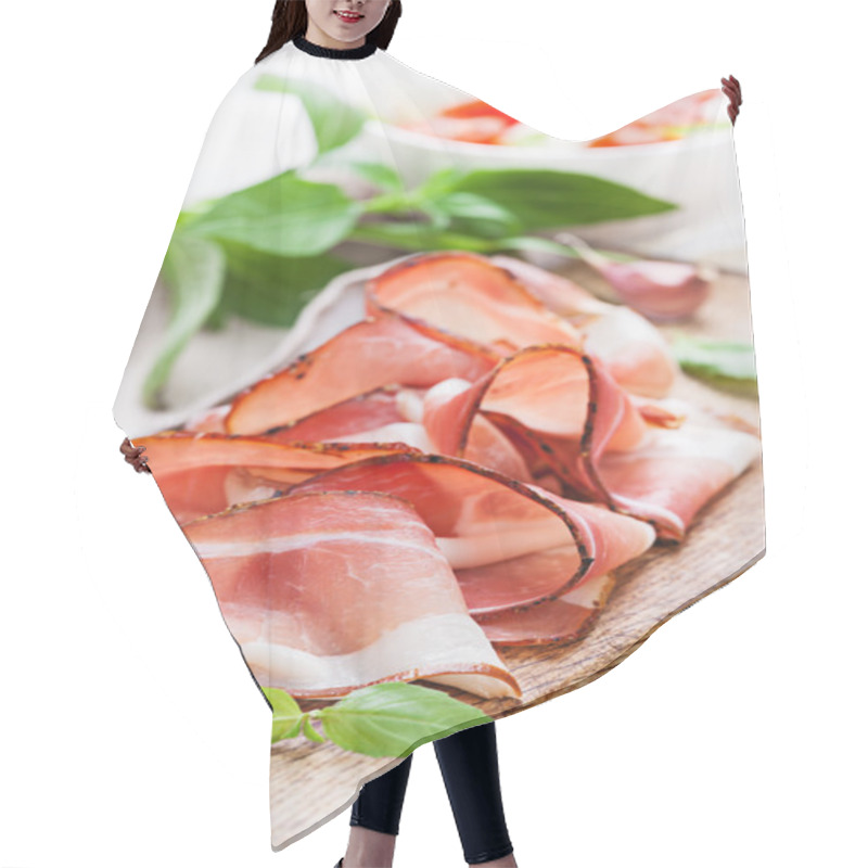 Personality  Slices Of Tasty Spanish Ham On Board Hair Cutting Cape