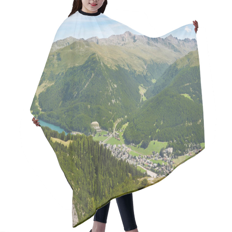 Personality  Beatiful View At The Mountains And The Davos Town In Valley, Graubunden, Switzerland Hair Cutting Cape