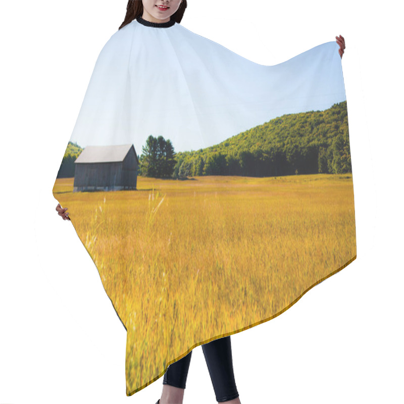 Personality  Capturing The Timeless Beauty Of A Rustic Barn Amidst A Golden Field In Rural Michigan. A Serene Landscape Evoking Tranquility And A Connection To Nature. Hair Cutting Cape