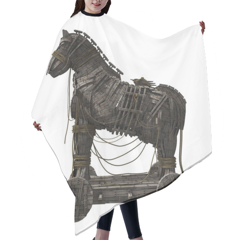 Personality  Trojan Horse Isolated On White Background Hair Cutting Cape