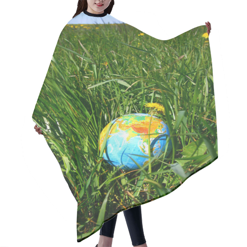 Personality  Globe In Grass Hair Cutting Cape