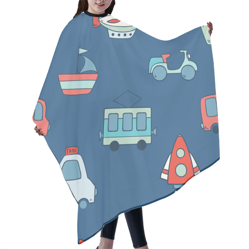 Personality  Pattern With Transportation Icons Hair Cutting Cape