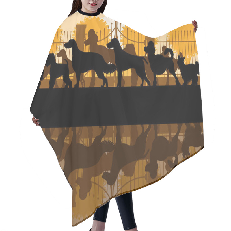 Personality  Various Dog Breeds Silhouettes In Dog Park Landscape Background Hair Cutting Cape